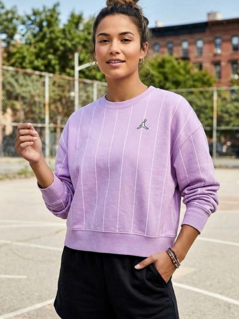 Jordan Los Angeles Lakers Statement Essentials Fleece Crew-Neck Sweatshirt
